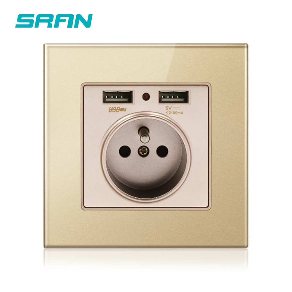 SRAN французский стандартный разъем питания с USB розеткой розетка защитной дверью