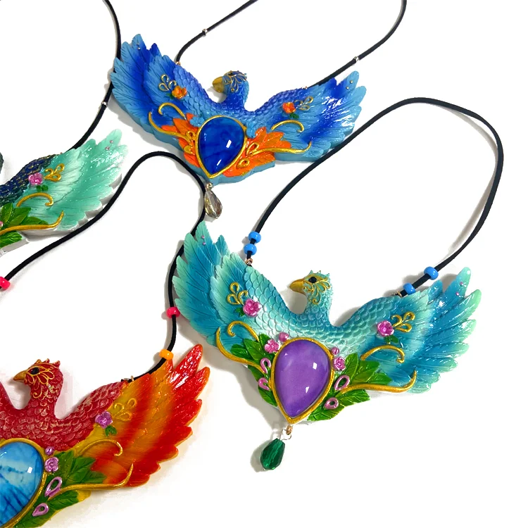 Цветной подвеска в виде павлина и феникса из смолы декоративное украшение на