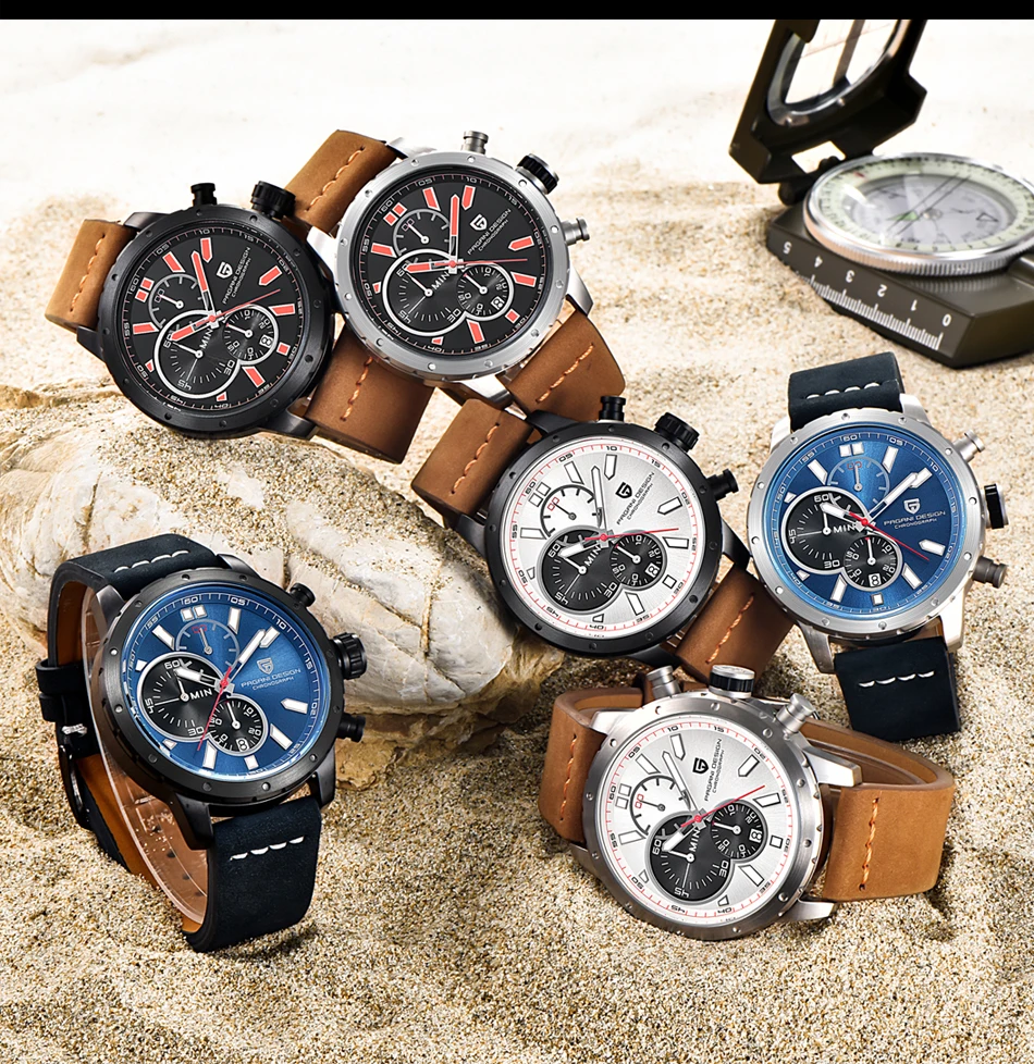 Waterproof Watch Chronograph Multifunction Watches Luxury Steel full stainless steel Quartz Clock Men Relogio Masculino A325