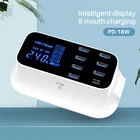 Зарядное устройство с 8 USB-портами, адаптер для быстрой зарядки 3,0, концентратор, беспроводное зарядное устройство, зарядная станция PD, быстрое зарядное устройство для iPhone 11, Samsung