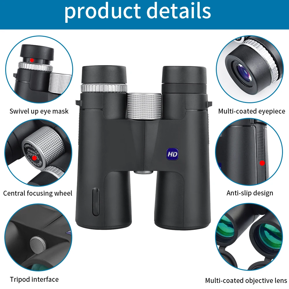 Бинокль 12x42 для наблюдения за птицами охотничий бинокль взрослых с четким и