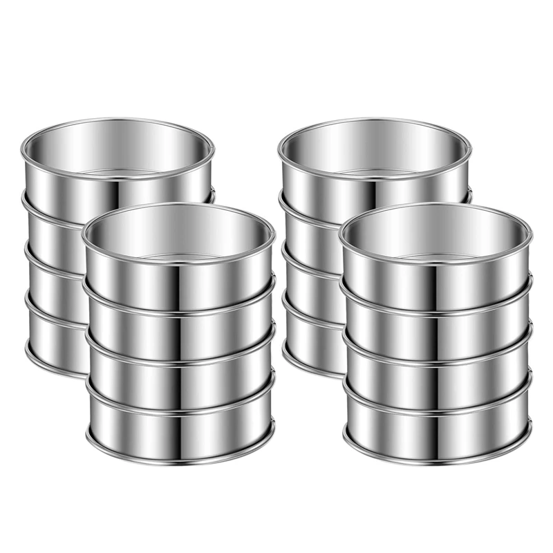 

Hot SV-Stainless Steel Double Rolled Tart Rings,Rolled Rings Muffin Rings English Tart Ring Pie Circle Tarlet Ring 16Pcs