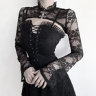 Женское готическое сексуальное платье на тонких бретельках, черное кружевное мини-платье с оборками и цветочным принтом, облегающее Клубное платье с перекрещивающимися ремешками и высокой талией