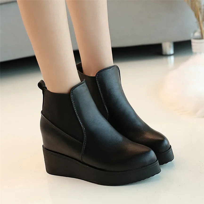 Booties Single Boots High-Heeled Martin Pointed Women Shoes 2019 Fashion Leather Shoe thick Bottomed Winter Ankle Boot 40 | Обувь