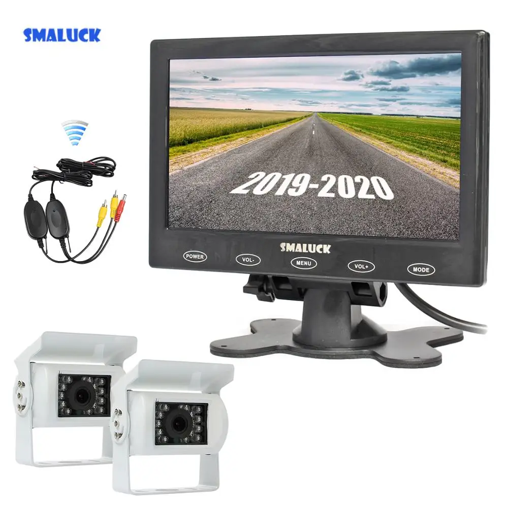 

SMALUCK 7" Touch HD Car Monitor Backup CCD Waterproof Camera Rear View Kit for Horse Trailer Motorhome System
