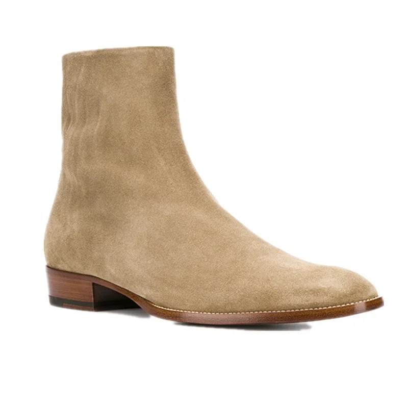 

Luxury Brand Men Casual Shoes Zipper Genuine Cow Leather Male Ankle Boots Autumn Winter Fashion Pointed Toe Chelsea Boots