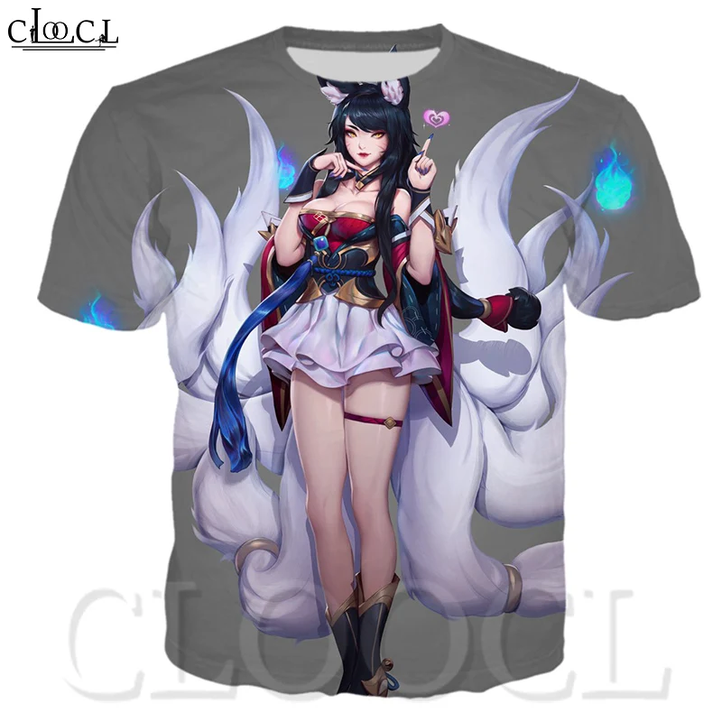 Футболка Ahri Мужская/женская с 3D принтом популярная Повседневная рубашка в стиле