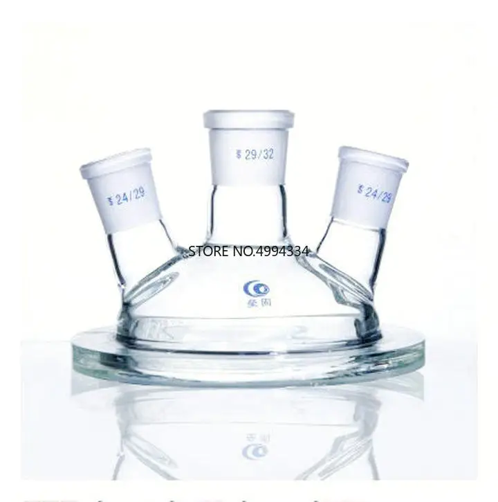 Different joint size 150mm Medical Grade Boro Glass 3-neck Glass flask reactor head, Flask reactor head with three mouths
