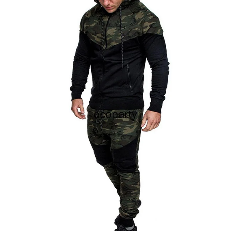 Mens Sweatsuits 2 Piece Hoodie Tracksuit Sets Casual Comfy Camo Jogging Suits Sportwear for Running, Fitness