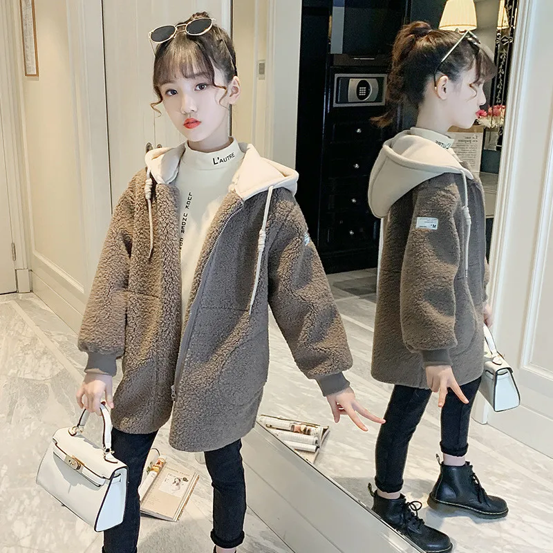 

Girls Baby's Coat Jacket Outwear 2021 Lovely Thicken Winter Plus Velvet Warm Fleece Sport Cotton Outfits Children's Clothing