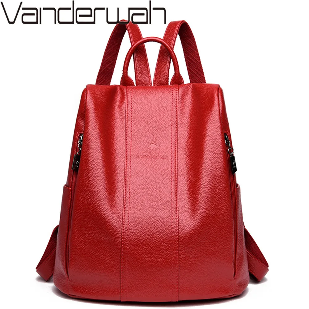 Роскошные брендовые кожаные рюкзаки для девочек Модный женский ранец с защитой