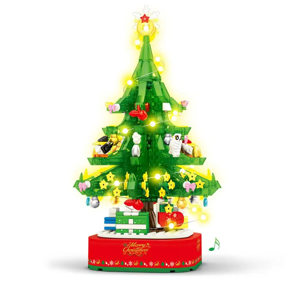 

Рождественская елка, вращающаяся музыкальная шкатулка, сборный конструктор, образовательная игрушка, новогодние праздничные украшения