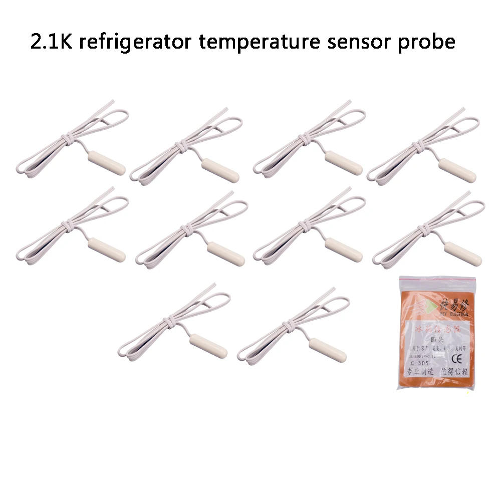

10PCS 2.1K refrigerator temperature sensor probe round head freezer fridge controller sensor ice box replacement parts