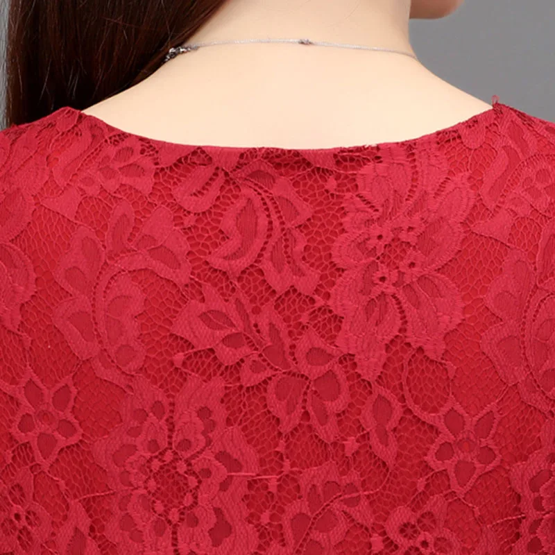 2020 летнее Новое Женское платье большого размера тонкое темпераментное кружевное