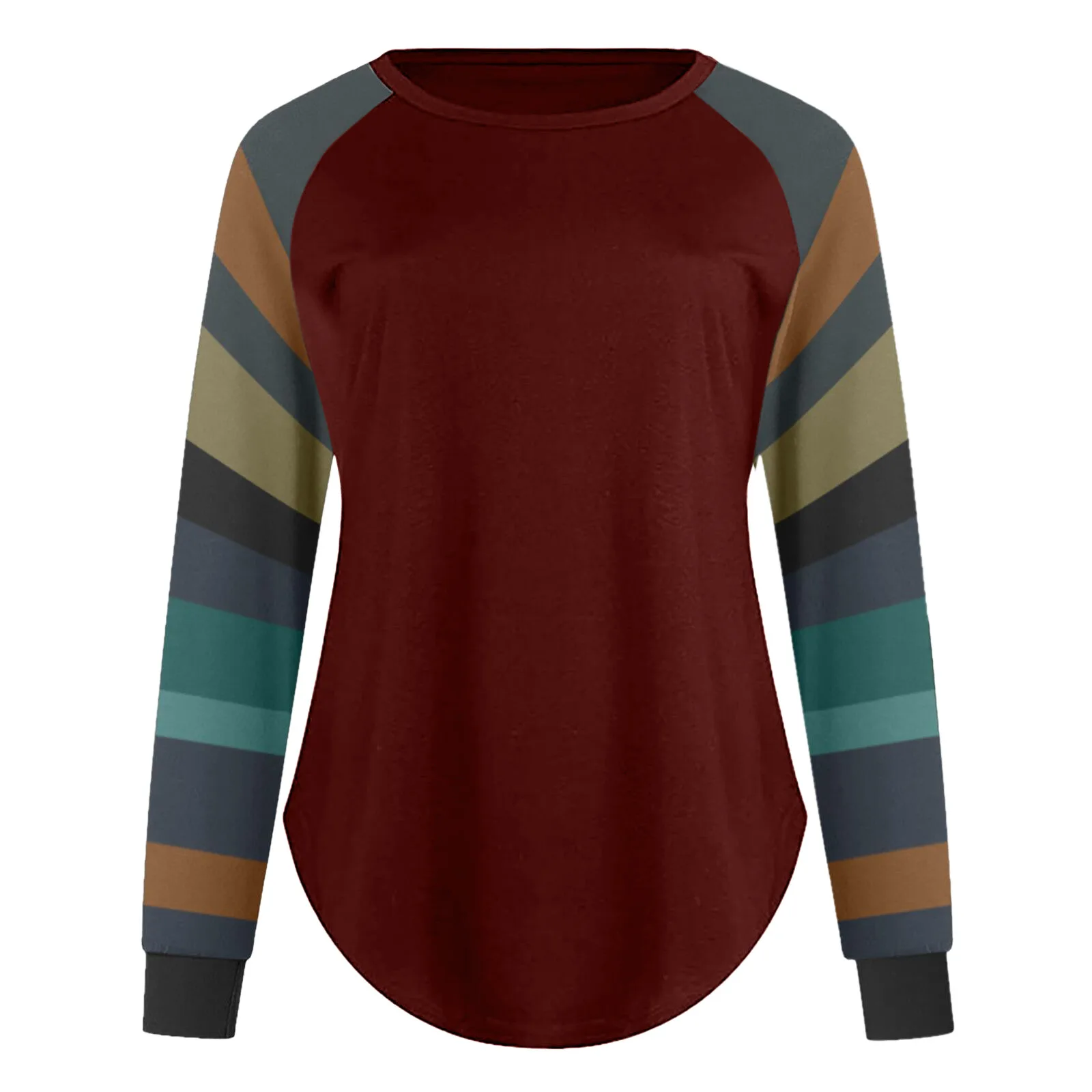 

Women's T Shirts Casual Plus Size O-Neck Long Sleeve Loose Tunic VBlouse Tops Fashion Patchwork Tshirt Oversized T Shirt