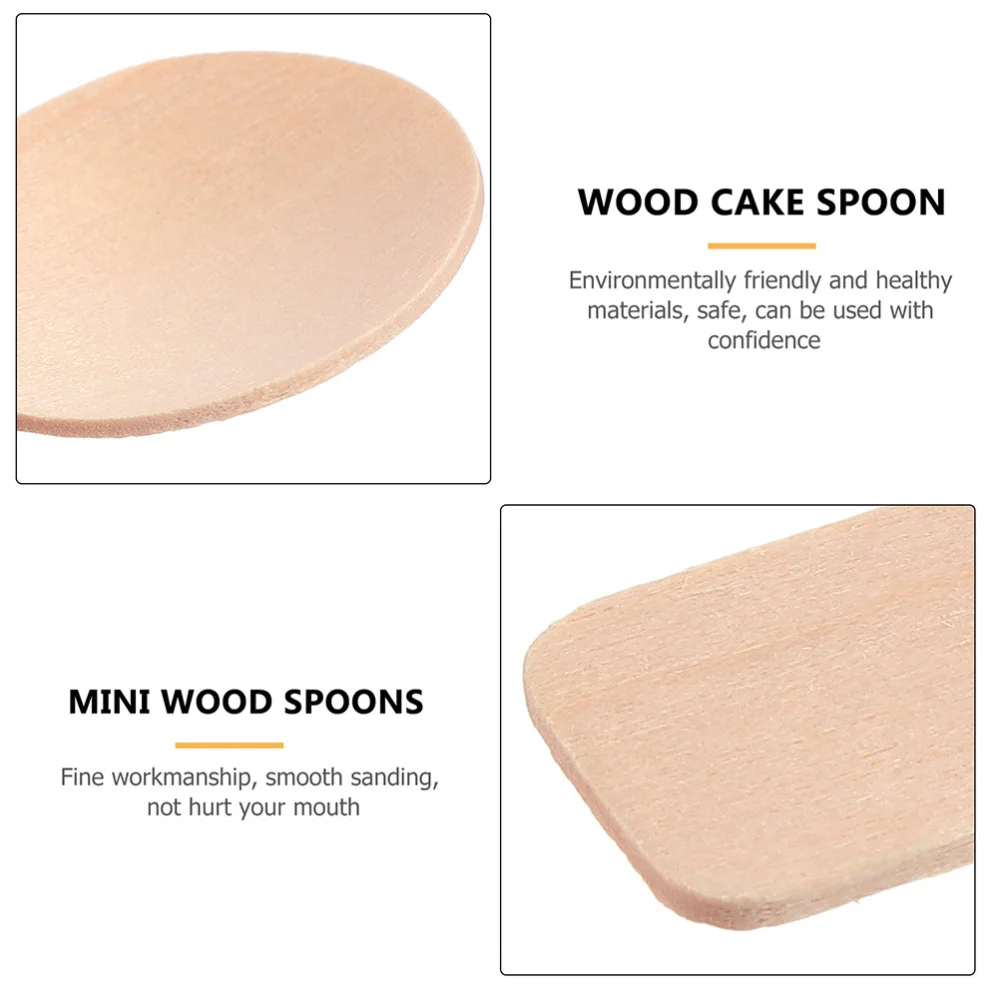

1 Set of Mini Wooden Spoons Disposable Wooden Ice Cream Spoons (Log color)