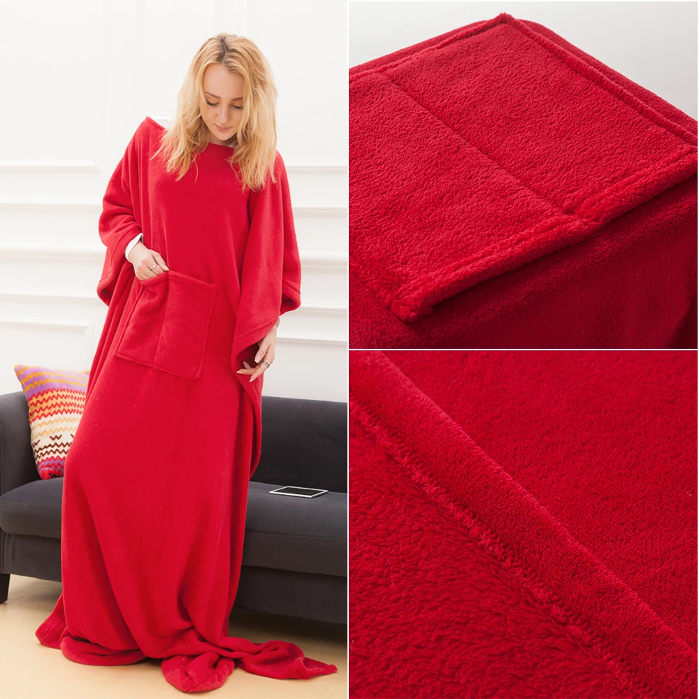 

Adult Winter Warm TV Pocket Blankets Sofa Cozy Wearable Blanket Sweatshirt Super Soft Microfiber Plush Flannel Blanket Outwears