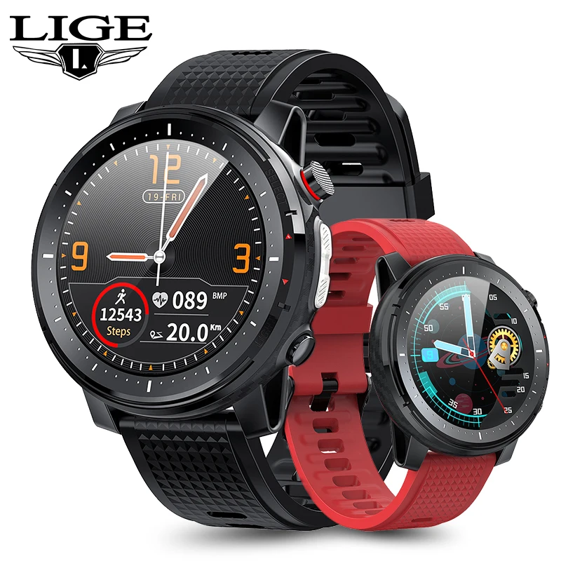 

Смарт-часы LIGE мужские с поддержкой Bluetooth, IP68, ЭКГ, тонометром и фонариком