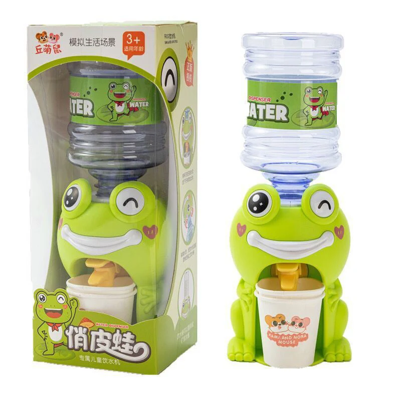 

Mini Frog Water Dispenser Cold Water Juice Milk Bottle Cute Cartoon Drinking Fountain Simulation Kitchen Toy for Child Kids Gift
