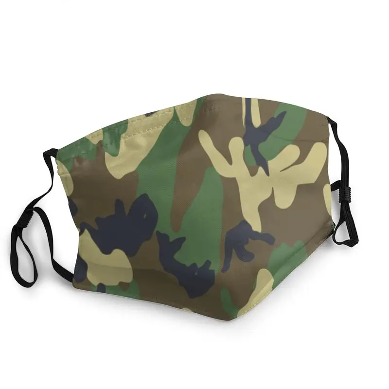 

Green And Brown Camo Print Reusable Face Mask Men Women Military Army Camouflage Mask Protection Cover Respirator Mouth Muffle