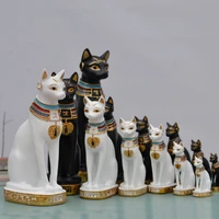 home living room tv wine cabinet decorations feng shui furnishings ancient egyptian black cat god new house lucky cat 11x16x36cm