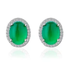 Роскошные серьги-гвоздики серебряного цвета, циркониевые, с зеленым камнем, кристаллы кораллового цвета, круглые маленькие серьги для женщин, ювелирные изделия, высокое качество, подарки