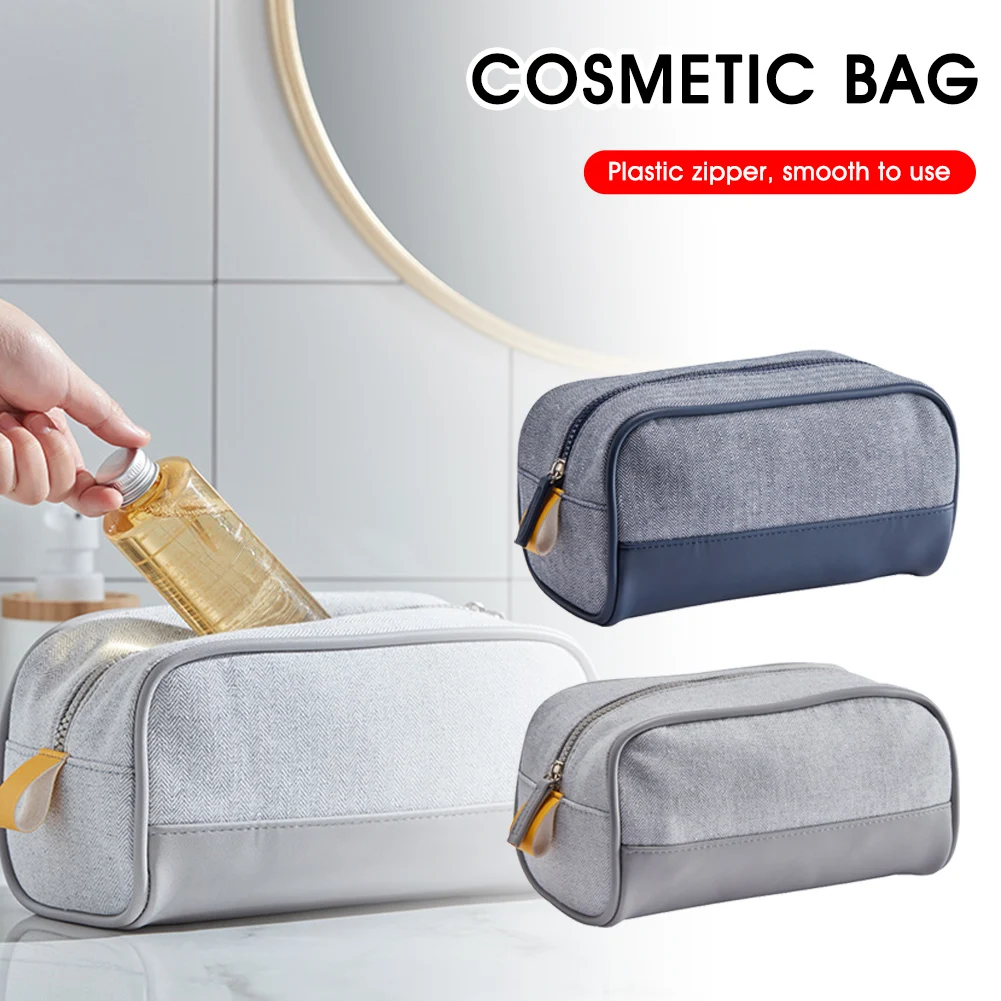 

Fashion Travel Cosmetics Bag For Women Zippered Large Capacity PU Leather Makeup Bag Waterproof Protable Toiletry Bag Organizer