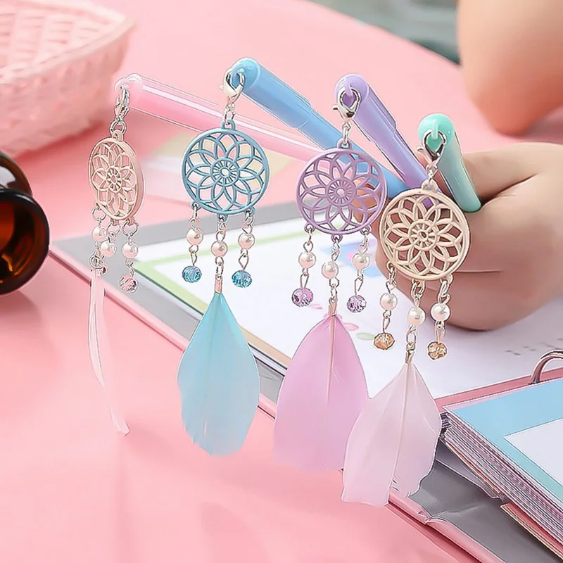 

1Pcs for Kids Gift Cute Dreamcatcher Gel Pens Creative Feather Pens Kawaii Pendant Neutral PenSchool office Supplies Stationery