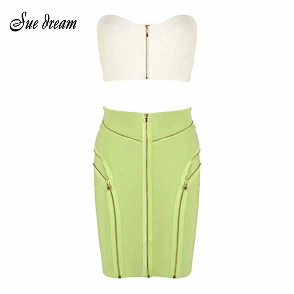 Новинка весны 2020 Женский бандажный костюм из двух частей Сексуальный Топ без