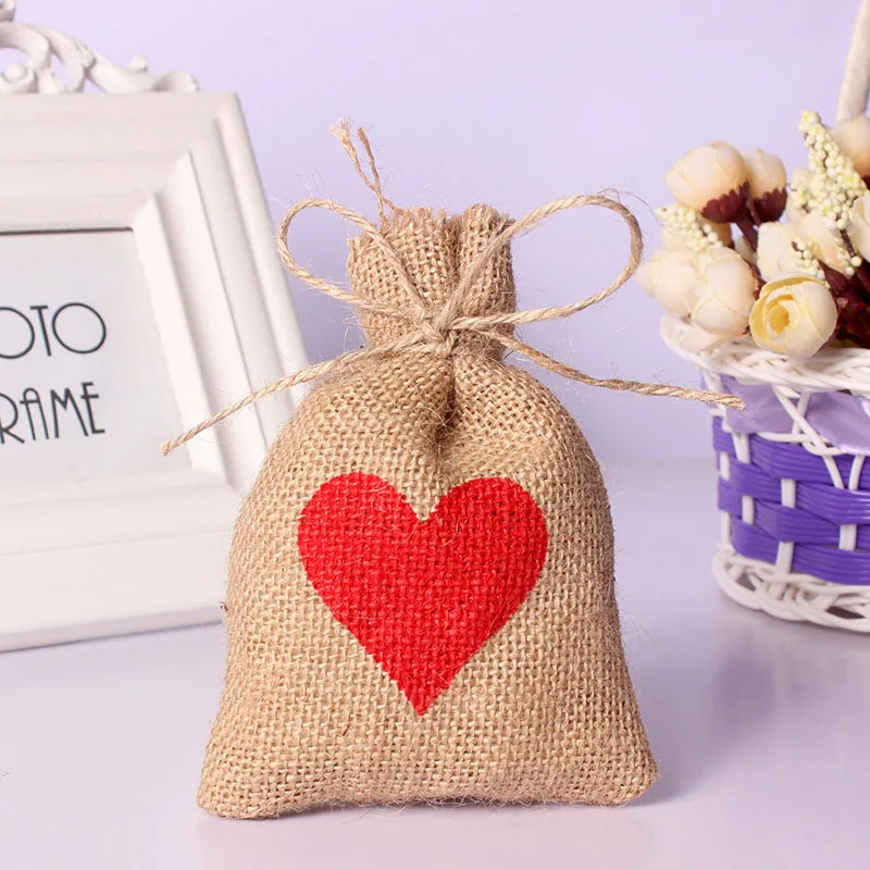 5 шт. 10x14 см натуральные грубые джутовые сумки конфетные для свадебной вечеринки