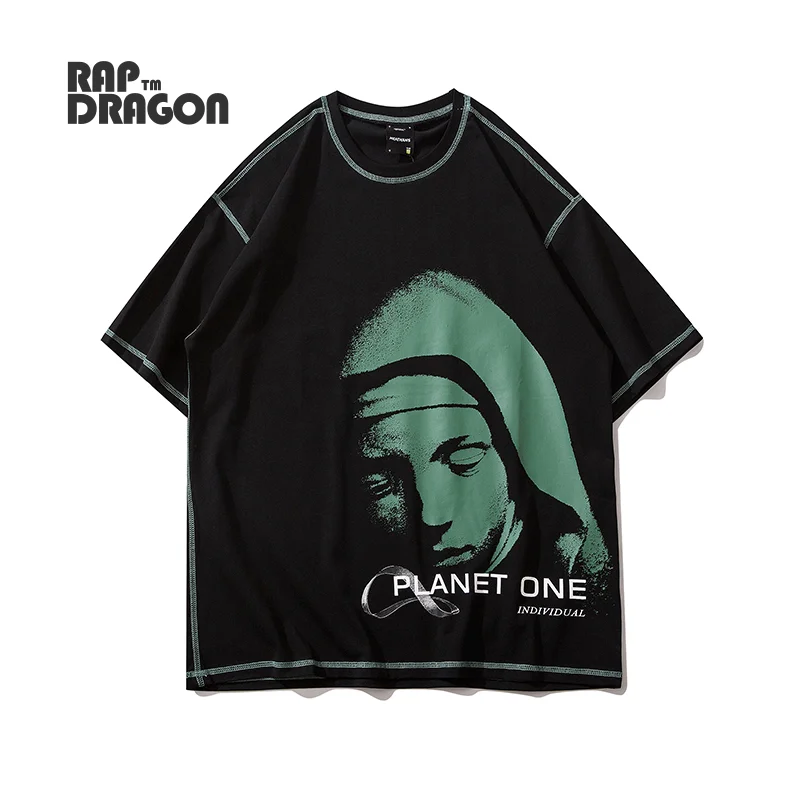 

Футболка Мужская/женская оверсайз с графическим принтом, хлопковая Свободная рубашка с круглым вырезом, уличная одежда в стиле Харадзюку, л...