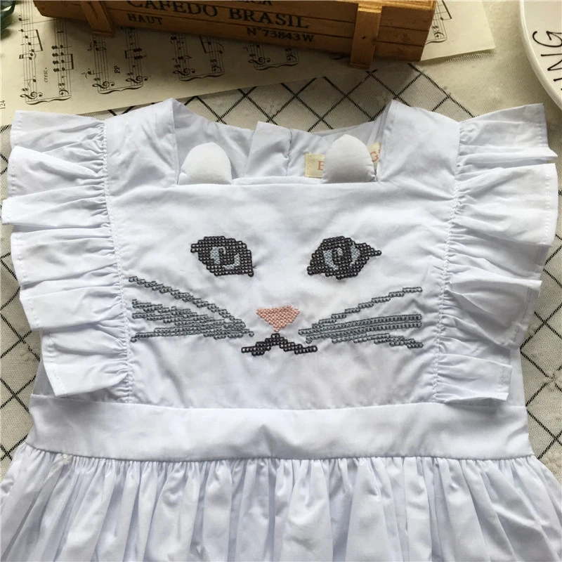 Tonytaobaby летнее новое платье для маленьких девочек с вышивкой в виде кота Детские