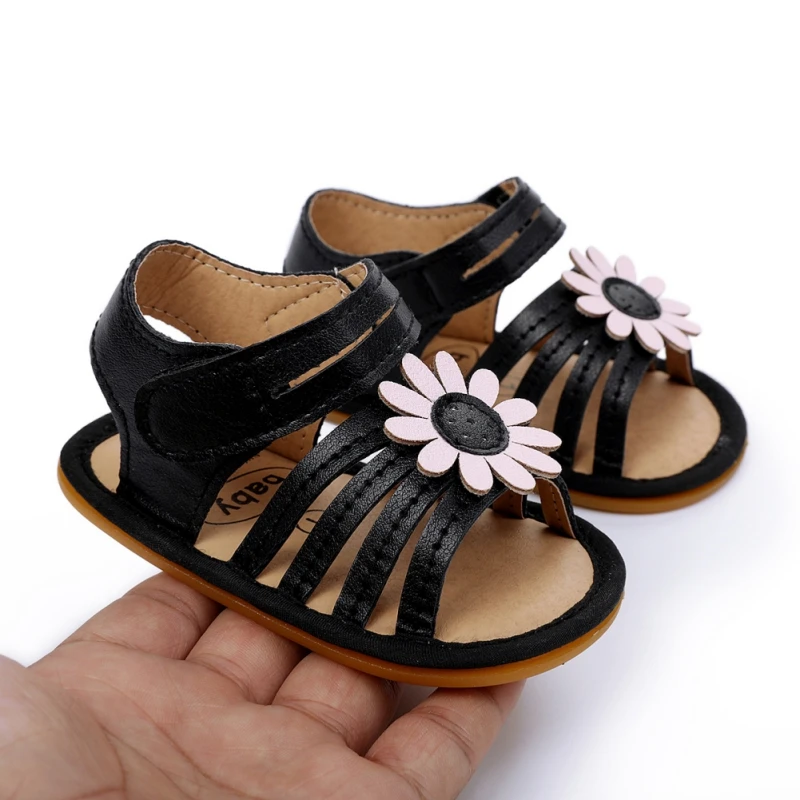 

Summer Baby Sandals Infant Baby Girl Shoes Solid Color Flower Princess Beach Shoes for 0-18M Toddler Kids Sandals
