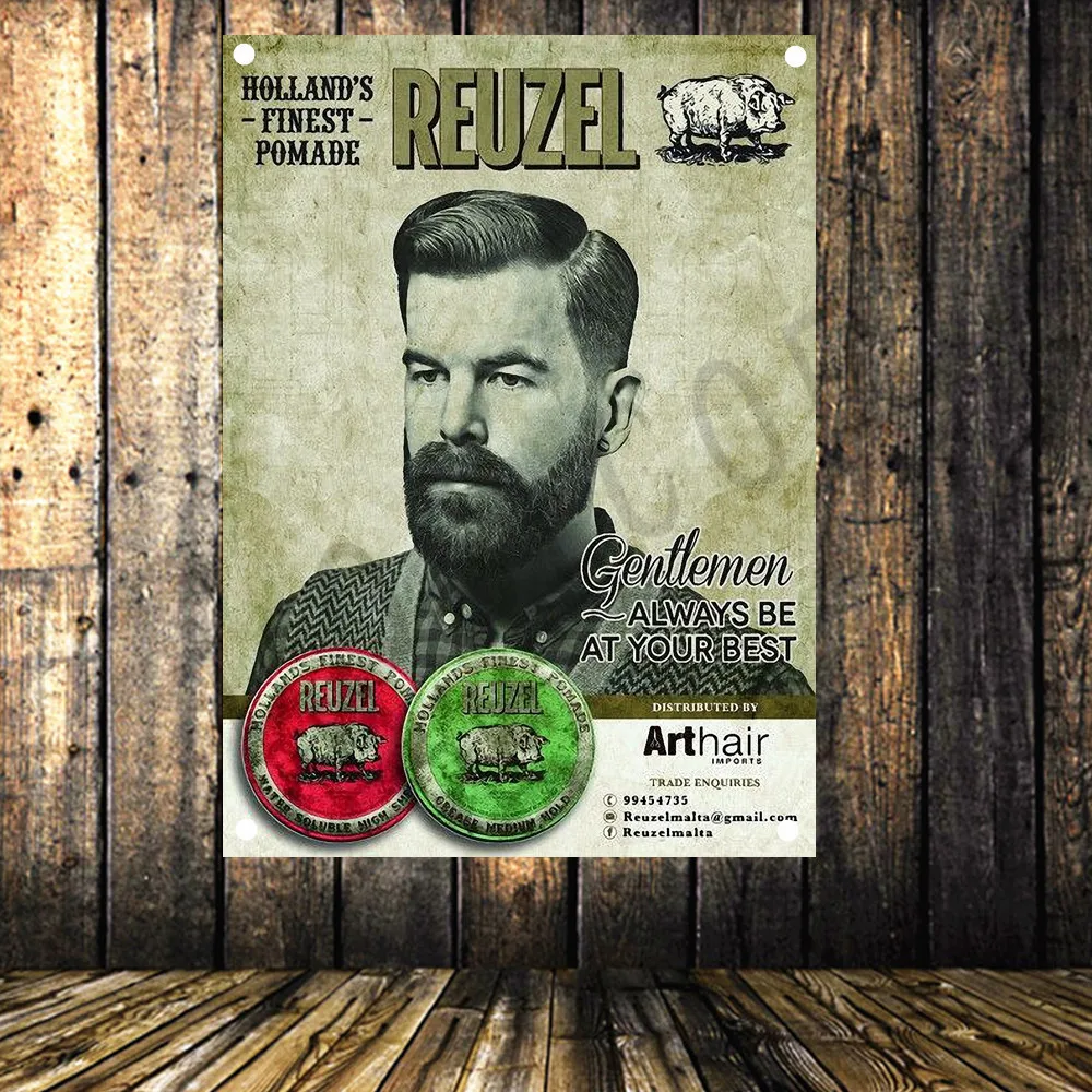 Парикмахерская Татуировка ВИНТАЖНЫЙ ПЛАКАТ ткань покраска потертый шик флаг