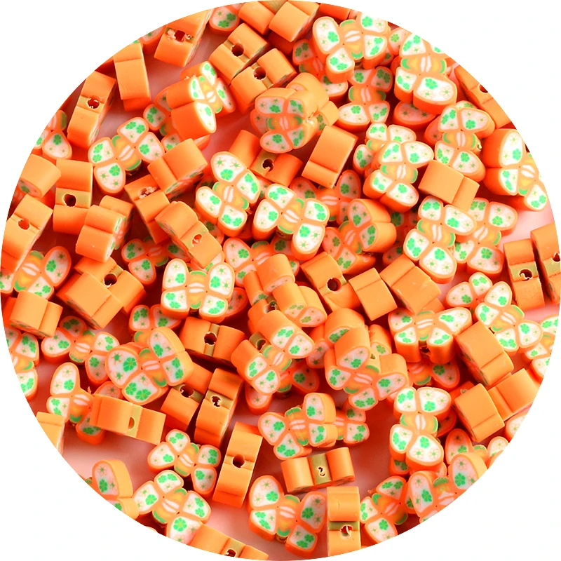 

30pcs 10mm Orange Butterfly Beads Polymer Clay Spacer Loose Beads for Jewelry Making Bracelet DIY Necklace Accessories