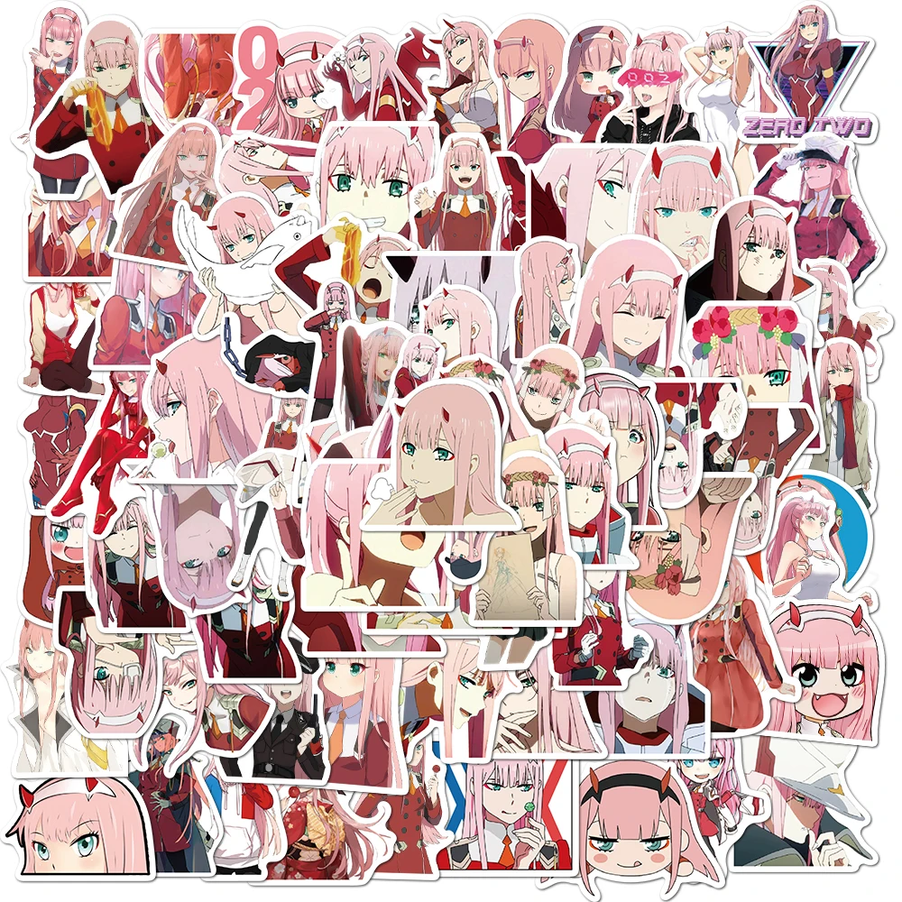 

50/100pcs Anime Darling in the Fanxx Stickers Zero Two 002 Stickers For Laptop Luggage Motorcycle Guitar Skateboard Decals