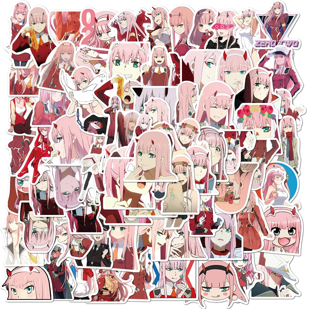 50/100pcs Anime Darling in the Fanxx Stickers Zero Two 002 Stickers For Laptop Luggage Motorcycle Guitar Skateboard Decals