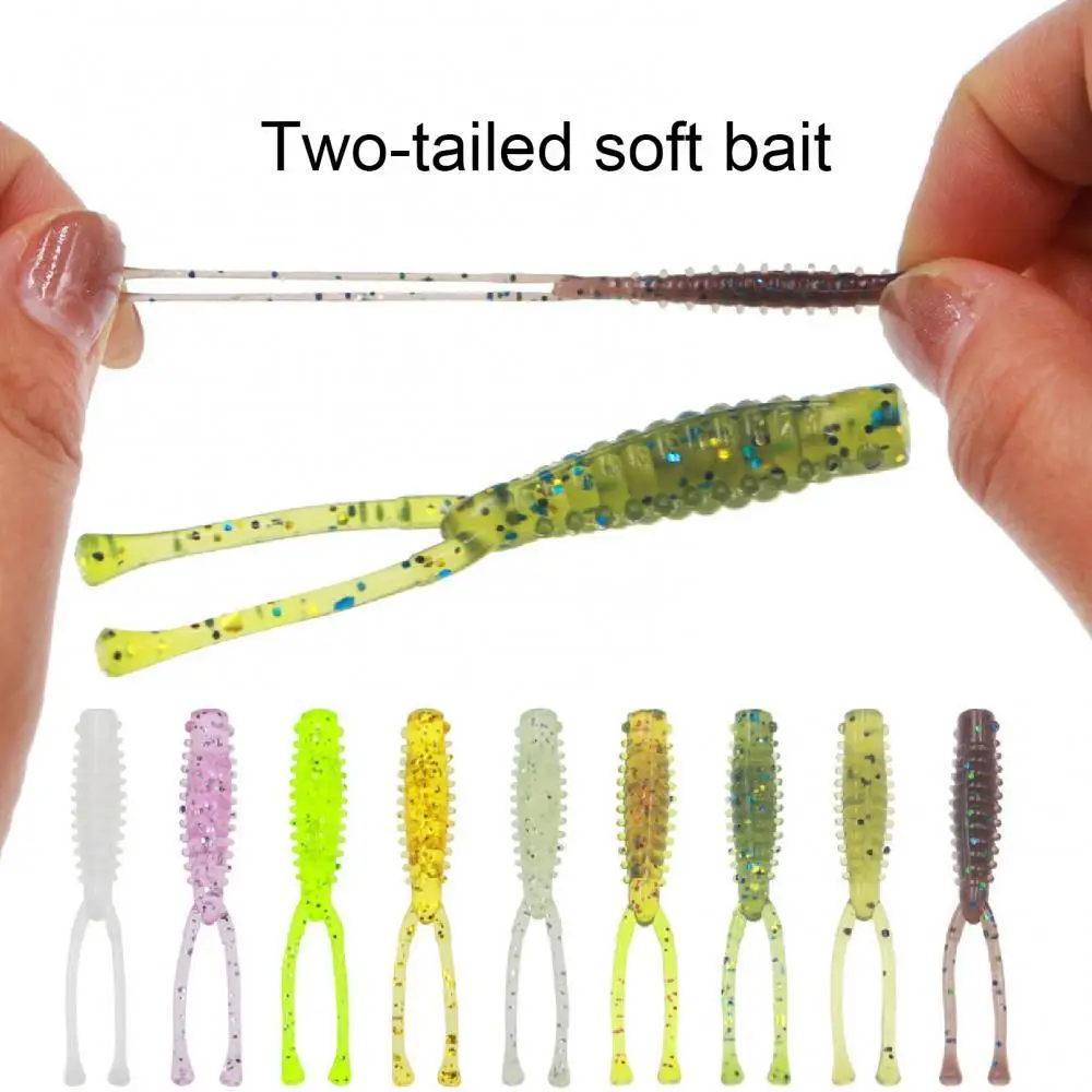 

65% Discounts Hot! 10Pcs/Set 4.2cm Double Tail Soft Lure Bionic Fake Fish Baits Fishing Accessories