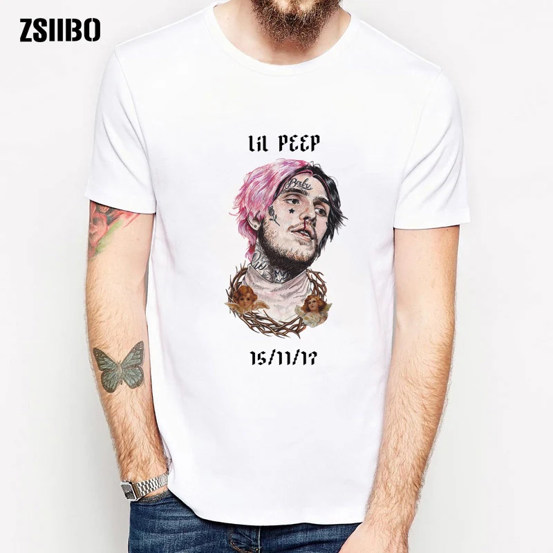Streetwear Men'S Short Sleeve man's T-shirt Lil Peep printing Hip Hop Clothing lil peep Casual fashion Top off white | Мужская