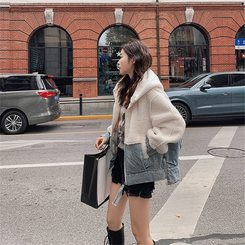 

Women's lamb wool coat 2020 winter new Korean style loose and comfortable zipper elegant temperament women's coat M375