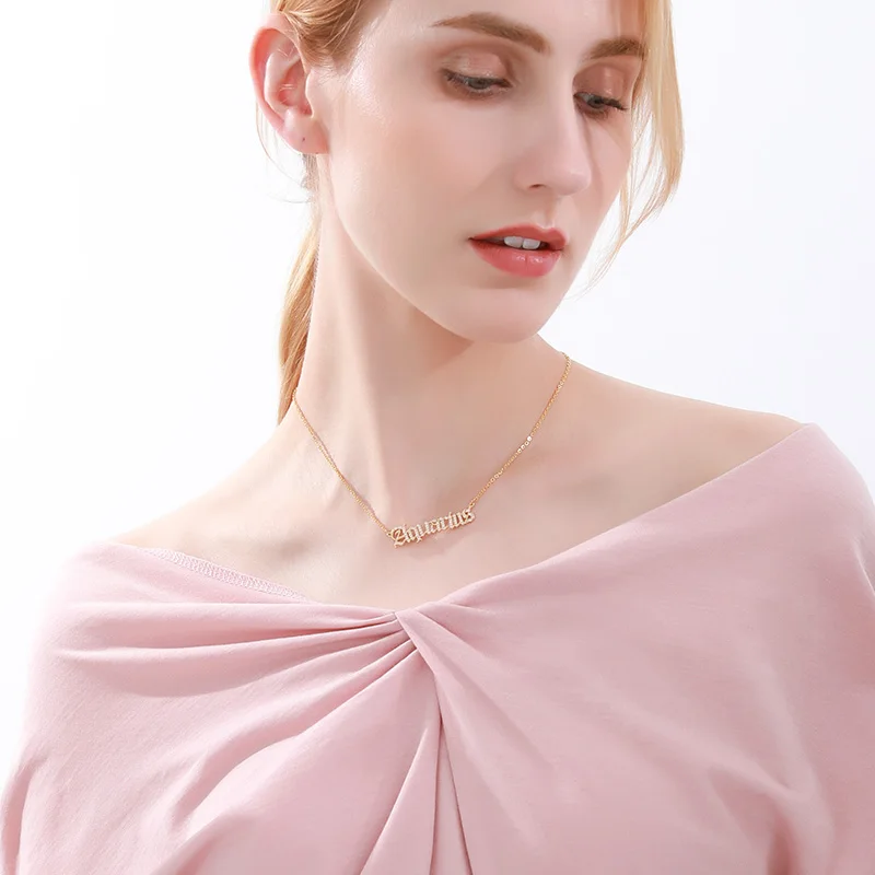 ЦИРКОНИЕВЫЕ ожерелья со знаками Зодиака для женщин и мужчин цепочка из розового