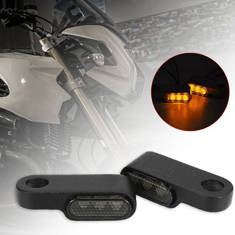 

2PCS 12V Motorcycle Indicators LED Turn Signal Light Handlebar Amber Signal Lamp Blinker,Brake Clutch Lever Mount