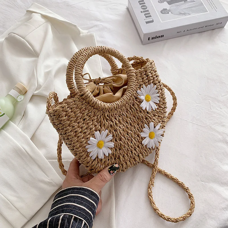 

Straw Bag 2021 New Fashion Portable Bucket Summer Woven Wild Ins Single Shoulder Messenger Bag Designer Handbags High Quality