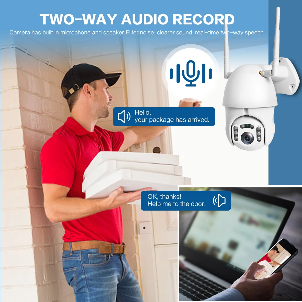 1080P 2MP Wi-Fi скорость купольная IP камера наружная Водонепроницаемая беспроводная PTZ камера безопасности двухсторонняя аудио SD карта IR 30m P2P приложение XMEYE