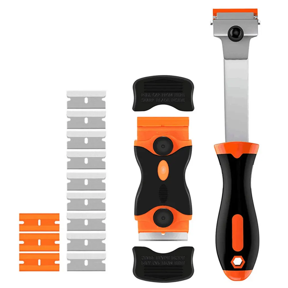 

17PCS Razor Scraper Plastic Double Sided Sticker Removing Shovel Tools For Cleaning Decals Stickers Labels Paint Hand Tools