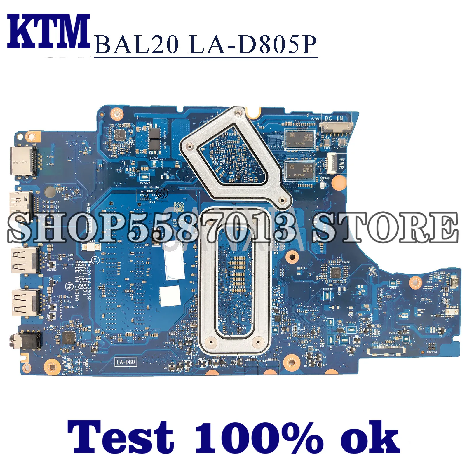 

KEFU BAL20 LA-D805P Laptop motherboard for Dell Inspiron 15-5567 17-5767 original mainboard I7-7500U R7-M445
