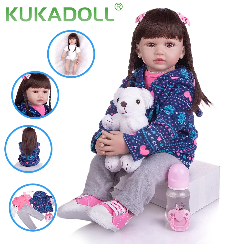 

KUKADOLL 24 дюйма 60 см Reborn Детская кукла «Принцесса» тканевая Мягкая кукла Boneca Reborn Realista для девочки подарок на день рождения и Рождество