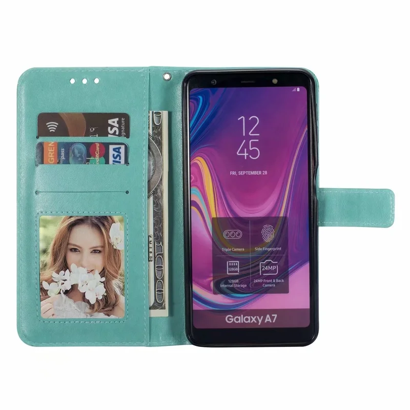 Кожаный чехол-книжка с бумажником для Samsung A7 A6 A8 Galaxy Plus J4 J6 A5 J3 J5 J7 2016 2017 | Мобильные