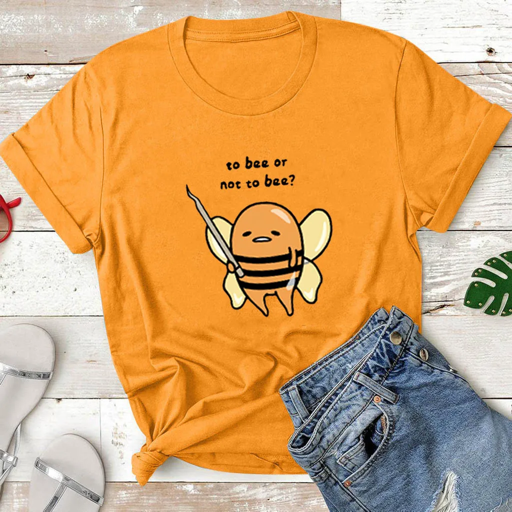 

To Bee or Not To Bee Funny T Shirt Women Top Summer Short Sleeve O-neck Tshirt Women Loose Camiseta Mujer Casual Tee Shirt Femme
