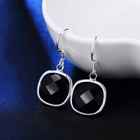 new exquisite drop earrings for women party dating luxury square shaped color treasure two colors female christmas gift